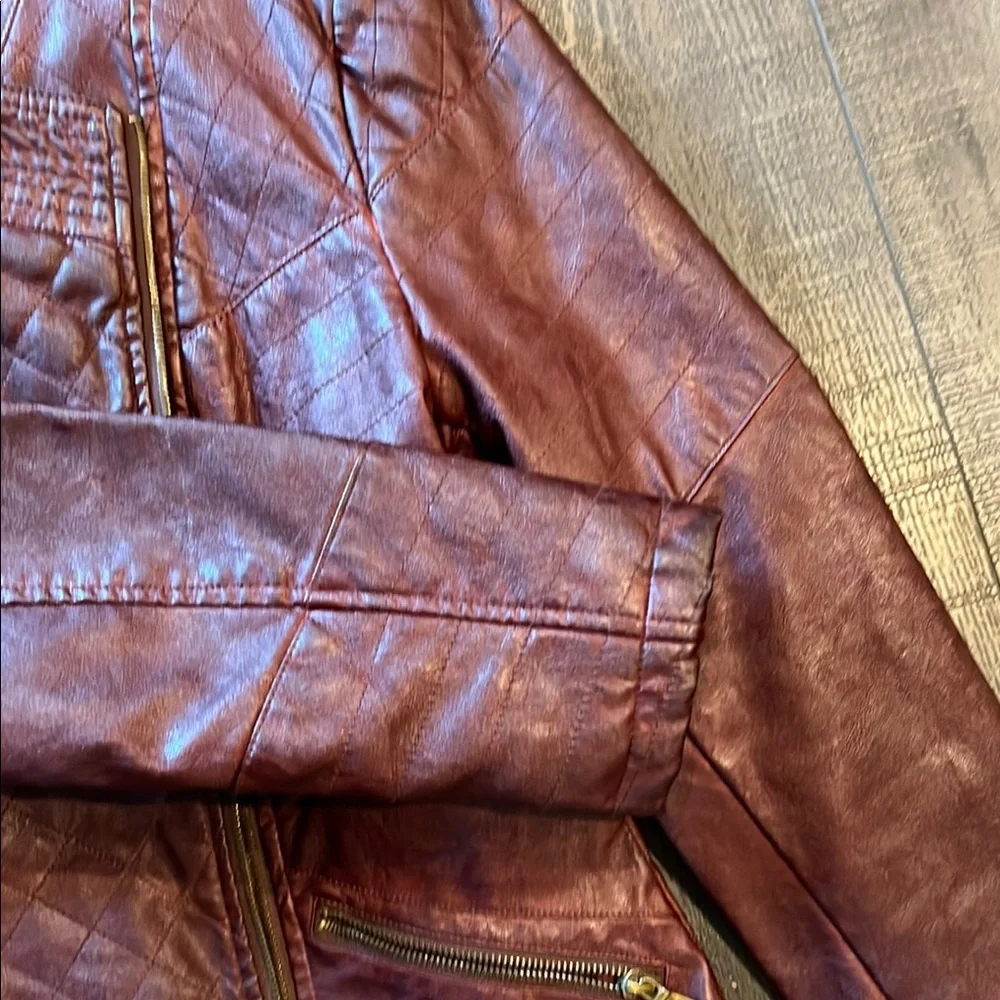 GUESS Women's Mahogany Leather Jacket - Picture 8 of 14
